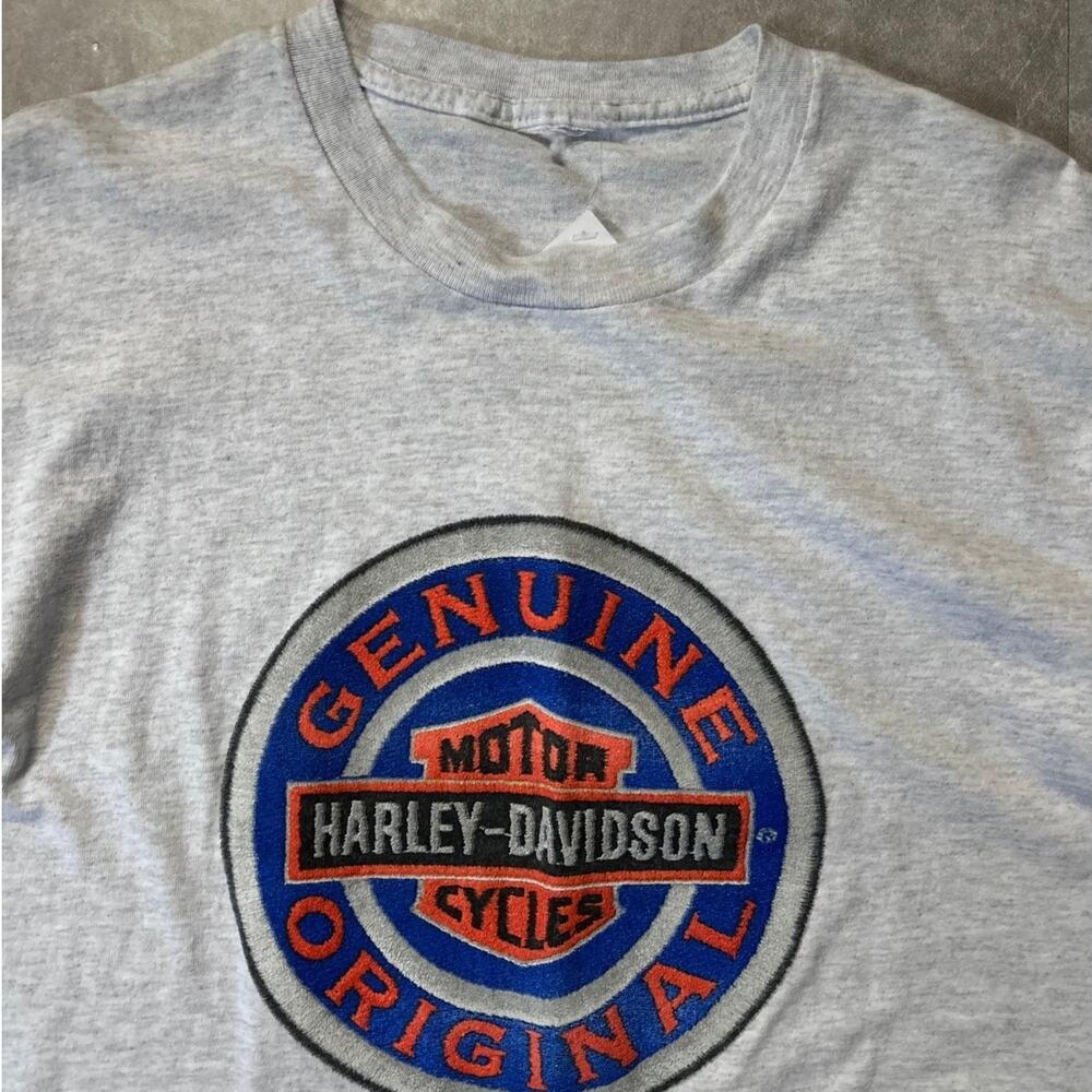 90s Vintage Harley Davidson Circle Logo Heather Gray T Shirt -XL - Picture 2 of 4